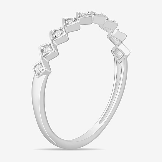 Stackable Ring (H-I / Si1-Si2) Diamond Accent Lab Grown White Diamond 10K Gold Square Wedding Band