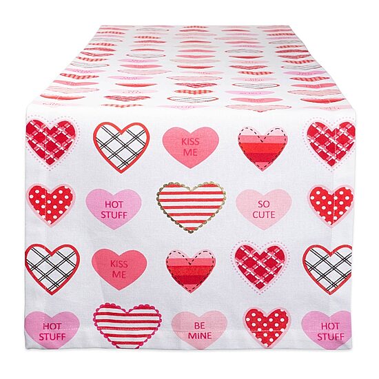Design Imports Sweet Hearts Print Table Runner