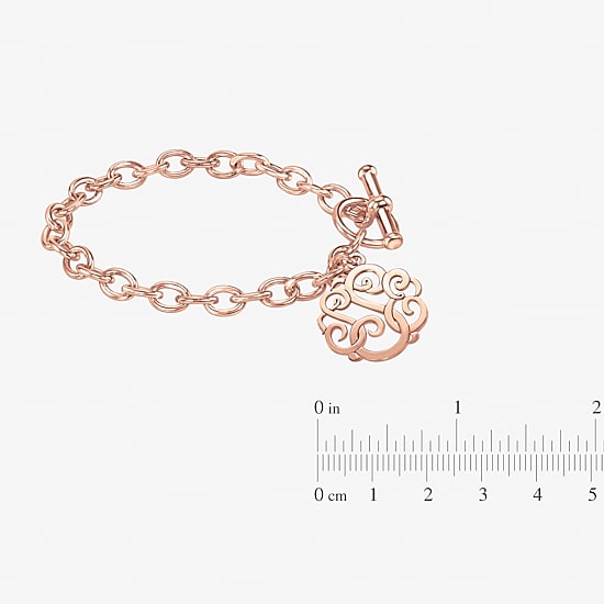 Personalized Sterling Silver 20mm Monogram Script Charm Bracelet