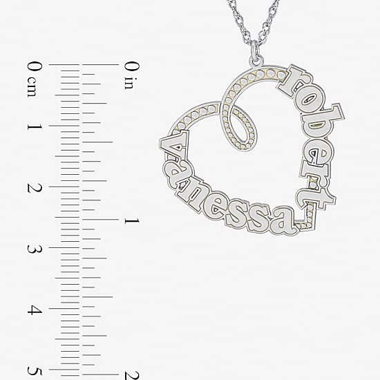 Personalized Sterling Silver Couple's Name Heart Pendant Necklace