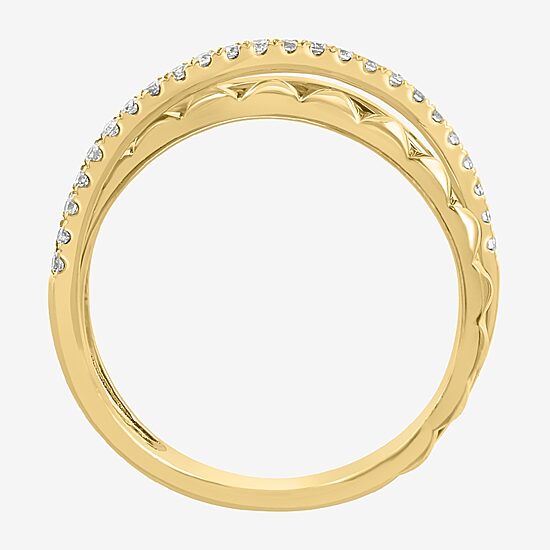 Effy Final Call Limited Quantities! Womens 3MM 1/5 CT. Natural White Diamond 14K Gold Crossover Band