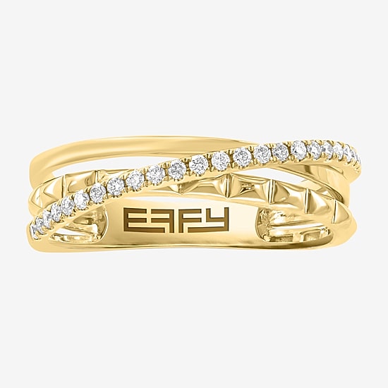Effy Final Call Limited Quantities! Womens 3MM 1/5 CT. Natural White Diamond 14K Gold Crossover Band