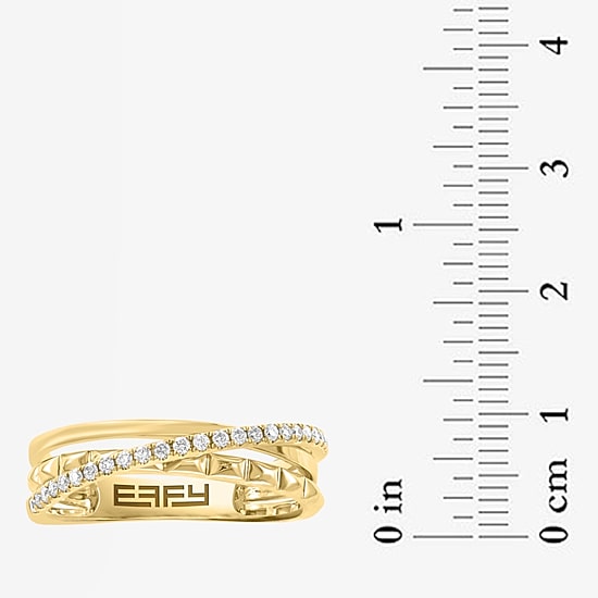 Effy Final Call Limited Quantities! Womens 3MM 1/5 CT. Natural White Diamond 14K Gold Crossover Band