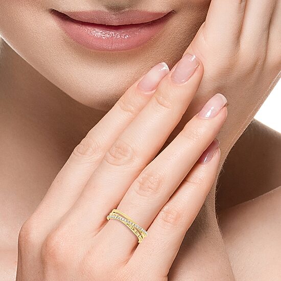 Effy Final Call Limited Quantities! Womens 3MM 1/5 CT. Natural White Diamond 14K Gold Crossover Band