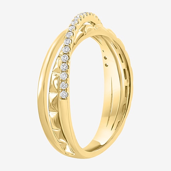 Effy Final Call Limited Quantities! Womens 3MM 1/5 CT. Natural White Diamond 14K Gold Crossover Band
