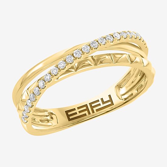Effy Final Call Limited Quantities! Womens 3MM 1/5 CT. Natural White Diamond 14K Gold Crossover Band