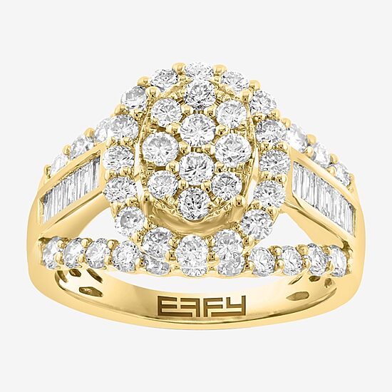 Effy Final Call Limited Quantities! Womens 2 CT. T.W. Natural White Diamond 14K Gold Halo Side Stone Cocktail Ring