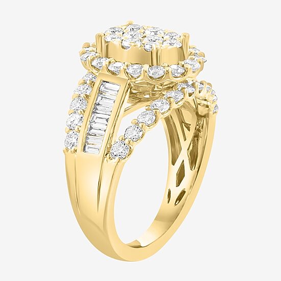 Effy Final Call Limited Quantities! Womens 2 CT. T.W. Natural White Diamond 14K Gold Halo Side Stone Cocktail Ring