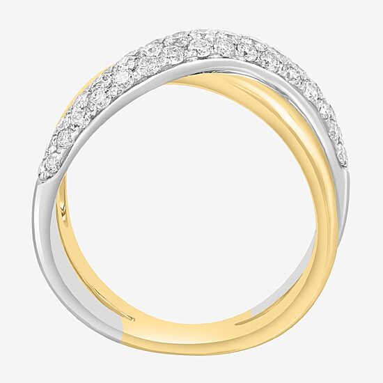 Effy Final Call Limited Quantities! Womens 4.5MM 7/8 CT. T.W. Natural White Diamond 14K Two Tone Gold Crossover Band