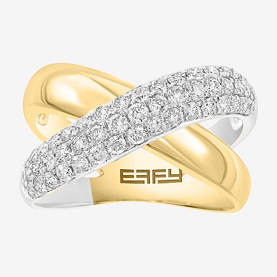 Effy Final Call Limited Quantities! Womens 4.5MM 7/8 CT. T.W. Natural White Diamond 14K Two Tone Gold Crossover Band