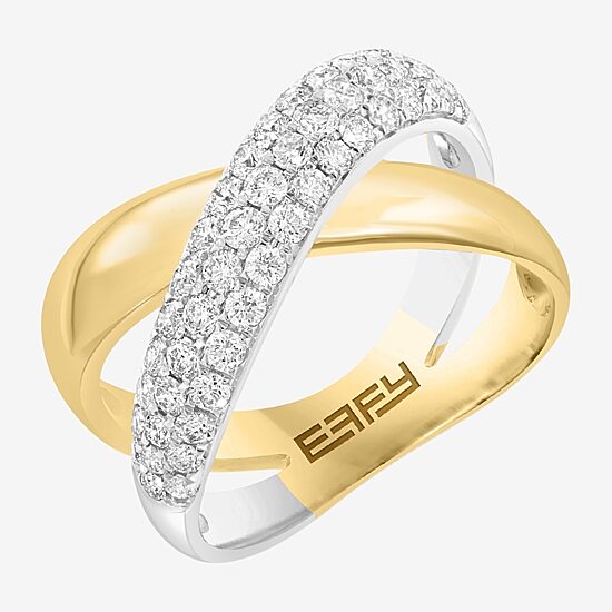 Effy Final Call Limited Quantities! Womens 4.5MM 7/8 CT. T.W. Natural White Diamond 14K Two Tone Gold Crossover Band