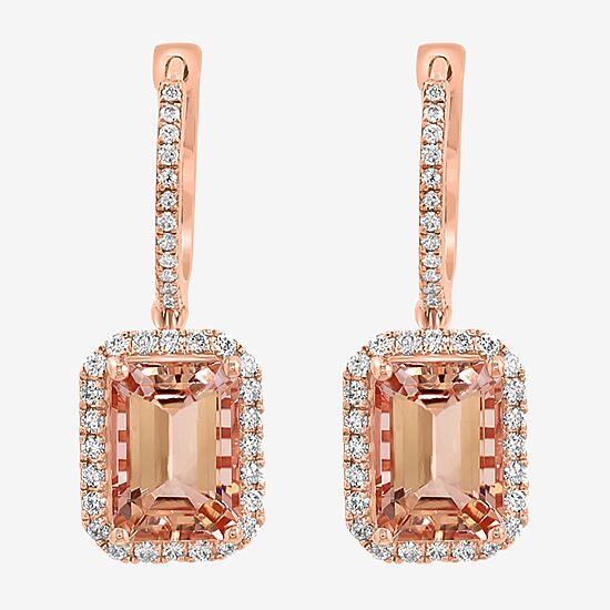 Effy Final Call Limited Quantities! Womens 5/8 CT. T.W. Genuine Pink Morganite 14K Gold Drop Earrings