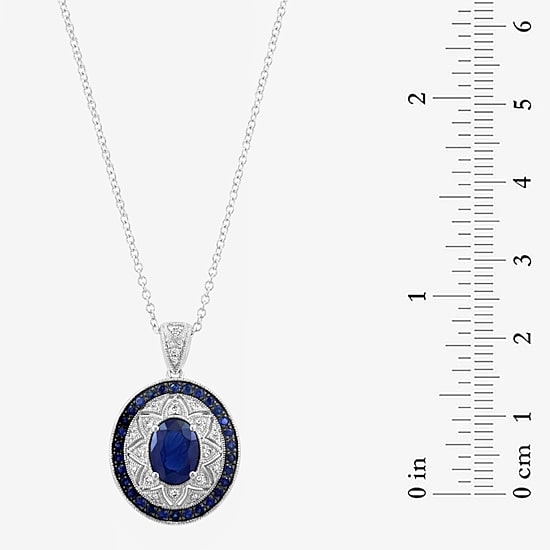 Effy Final Call Limited Quantities! Womens 1/10 CT. T.W. Genuine Blue Sapphire Sterling Silver Oval 16 Inch Pendant Necklace