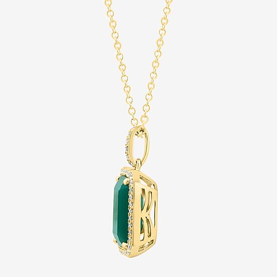 Effy Final Call Limited Quantities! Womens 1/7 CT. T.W. Genuine Green Onyx 14K Gold 16 Inch Pendant Necklace