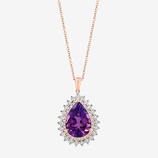 Effy Final Call Limited Quantities! Womens 1/3 CT. T.W. Genuine Purple Amethyst 14K Gold Pear 16 Inch Pendant Necklace