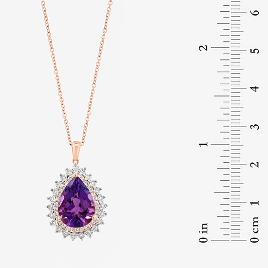 Effy Final Call Limited Quantities! Womens 1/3 CT. T.W. Genuine Purple Amethyst 14K Gold Pear 16 Inch Pendant Necklace