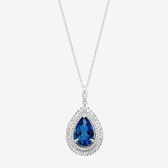 Effy Final Call Limited Quantities! Womens 3/8 CT. T.W. Genuine Blue Topaz 14K Gold Pear 16 Inch Pendant Necklace