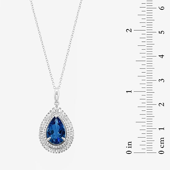 Effy Final Call Limited Quantities! Womens 3/8 CT. T.W. Genuine Blue Topaz 14K Gold Pear 16 Inch Pendant Necklace