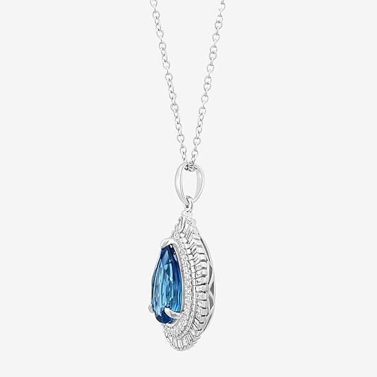 Effy Final Call Limited Quantities! Womens 3/8 CT. T.W. Genuine Blue Topaz 14K Gold Pear 16 Inch Pendant Necklace