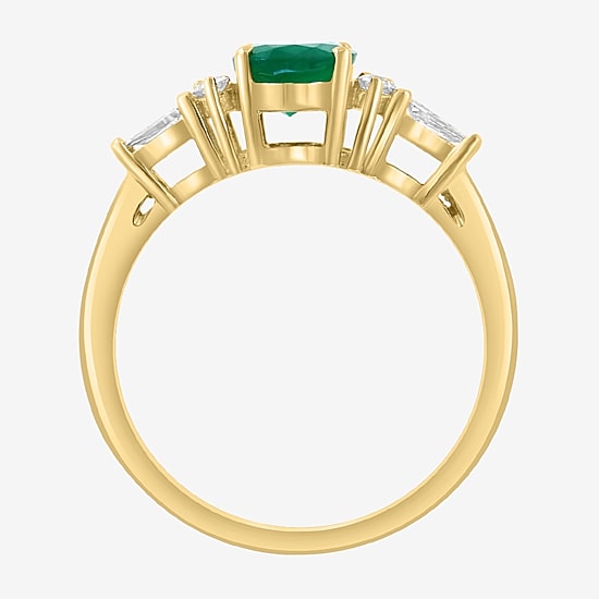 Effy Final Call Limited Quantities! Womens 1/6 CT. T.W. Genuine Green Emerald 14K Gold Oval Cocktail Ring
