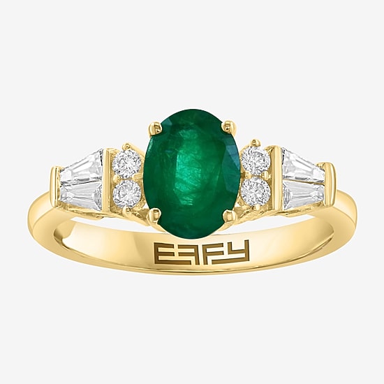 Effy Final Call Limited Quantities! Womens 1/6 CT. T.W. Genuine Green Emerald 14K Gold Oval Cocktail Ring