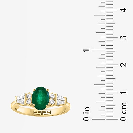 Effy Final Call Limited Quantities! Womens 1/6 CT. T.W. Genuine Green Emerald 14K Gold Oval Cocktail Ring