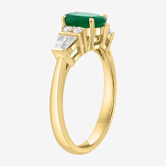 Effy Final Call Limited Quantities! Womens 1/6 CT. T.W. Genuine Green Emerald 14K Gold Oval Cocktail Ring