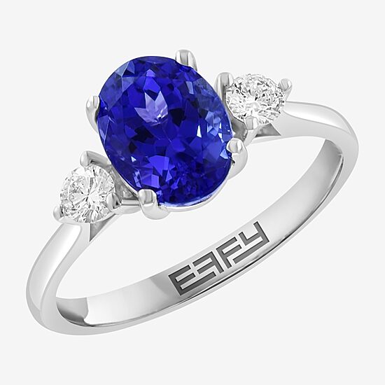 Effy Final Call Limited Quantities! Womens 1/4 CT. T.W. Genuine Blue Tanzanite 14K Gold Oval Cocktail Ring