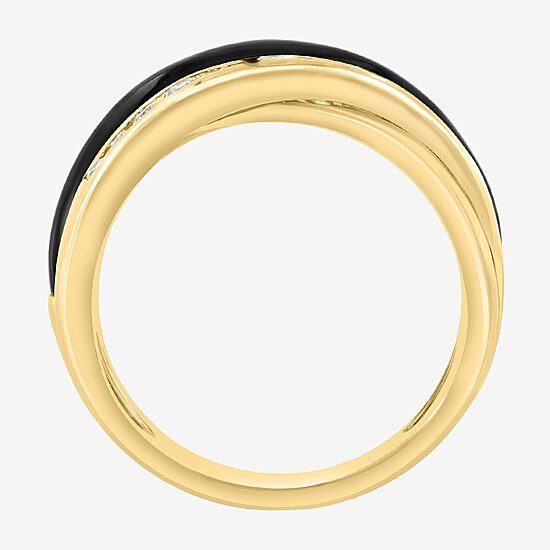 Effy Final Call Limited Quantities! Womens 1/3 CT. T.W. Genuine Black Onyx 14K Gold Curved Crossover Cocktail Ring