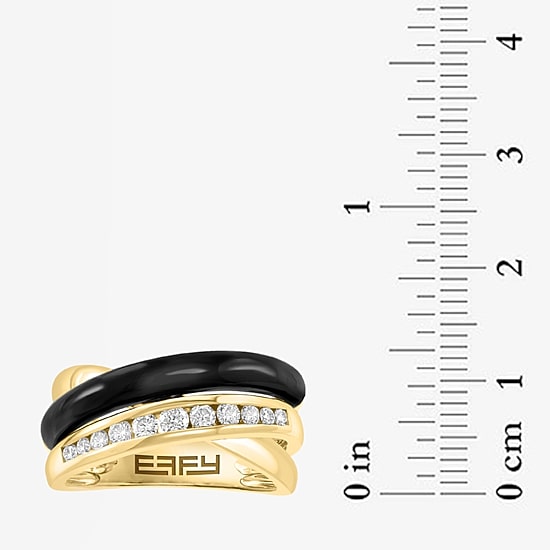 Effy Final Call Limited Quantities! Womens 1/3 CT. T.W. Genuine Black Onyx 14K Gold Curved Crossover Cocktail Ring