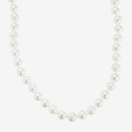 Womens White 10K Gold 18 Inch Strand Necklace