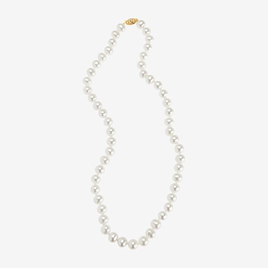 Womens White 10K Gold 18 Inch Strand Necklace