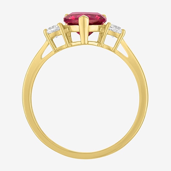 Gemstone 10K Gold Heart Cocktail Ring