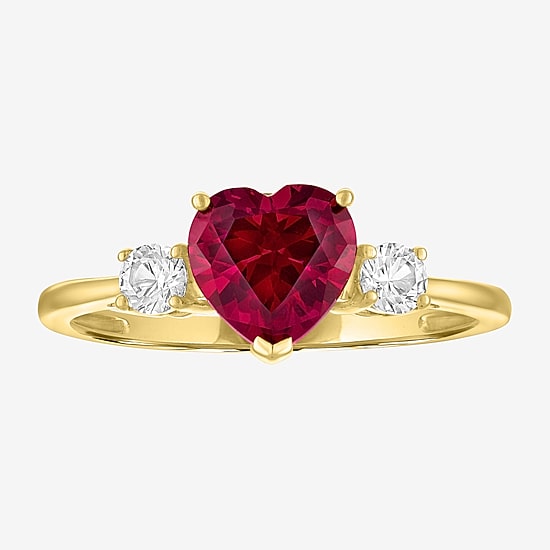 Gemstone 10K Gold Heart Cocktail Ring