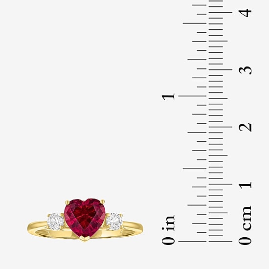Gemstone 10K Gold Heart Cocktail Ring