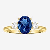Gemstone 10K Gold 3-Stone Oval Cocktail Ring