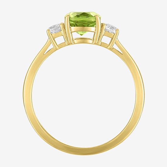Gemstone 10K Gold 3-Stone Oval Cocktail Ring