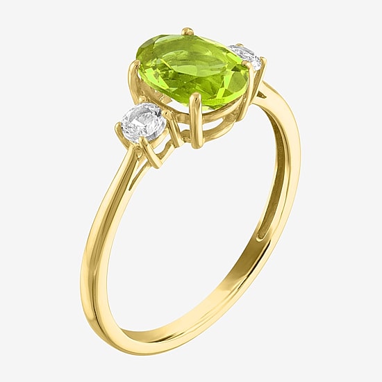 Gemstone 10K Gold 3-Stone Oval Cocktail Ring