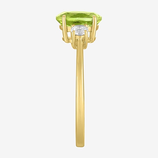 Gemstone 10K Gold 3-Stone Oval Cocktail Ring