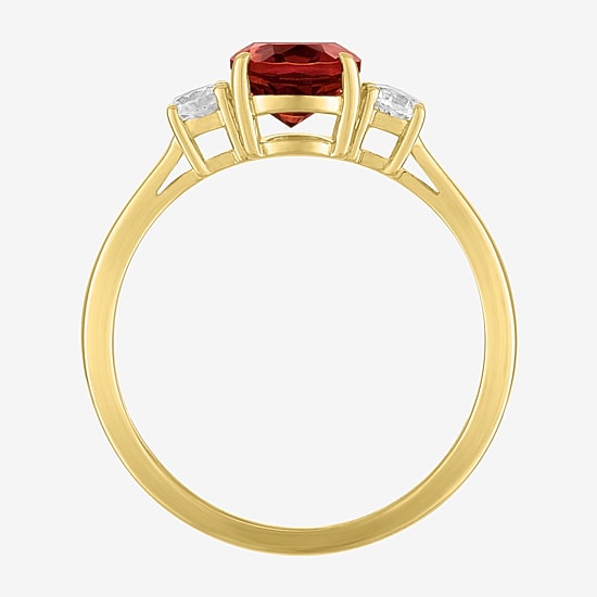 Gemstone 10K Gold 3-Stone Oval Cocktail Ring
