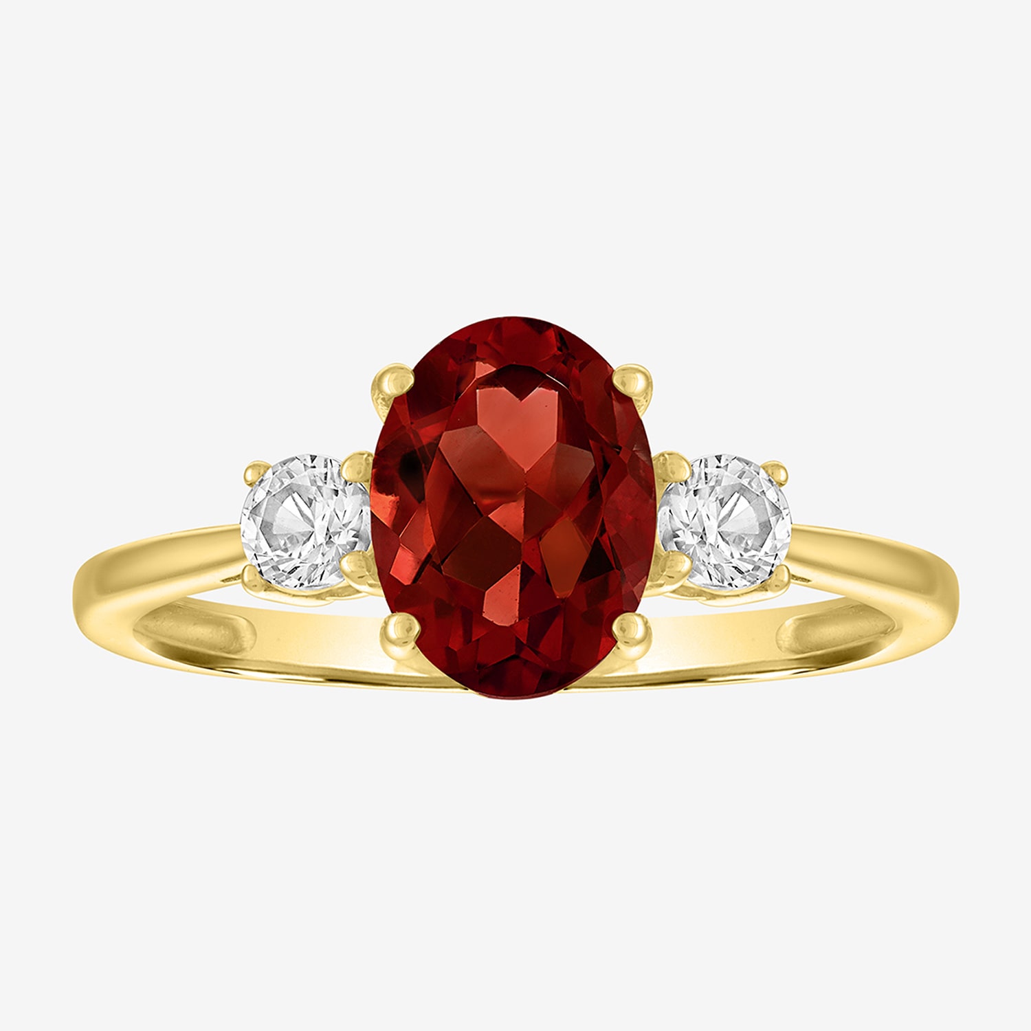 Gemstone 10K Gold 3-Stone Oval Cocktail Ring