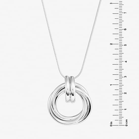 Womens Sterling Silver Circle Round 16 Inch Pendant Necklace