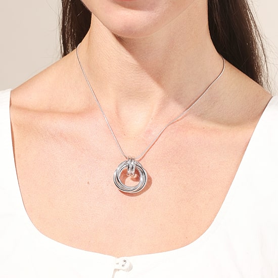 Womens Sterling Silver Circle Round 16 Inch Pendant Necklace