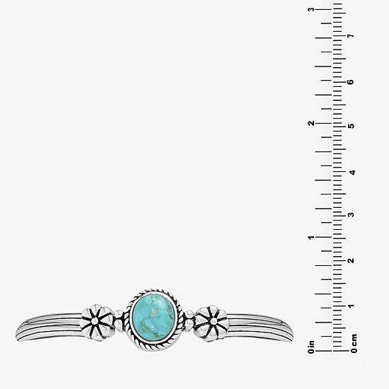 Womens Blue Turquoise Sterling Silver Cuff Bracelet