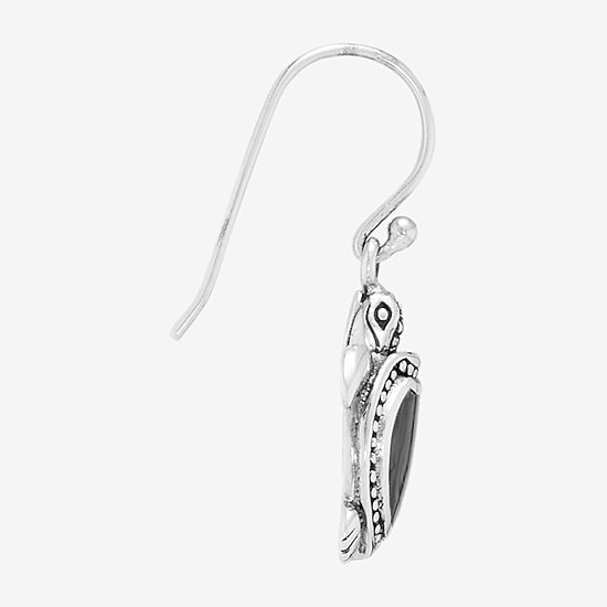 Bali Inspired Turtle Womens Blue Abalone Sterling Silver Drop Earrings