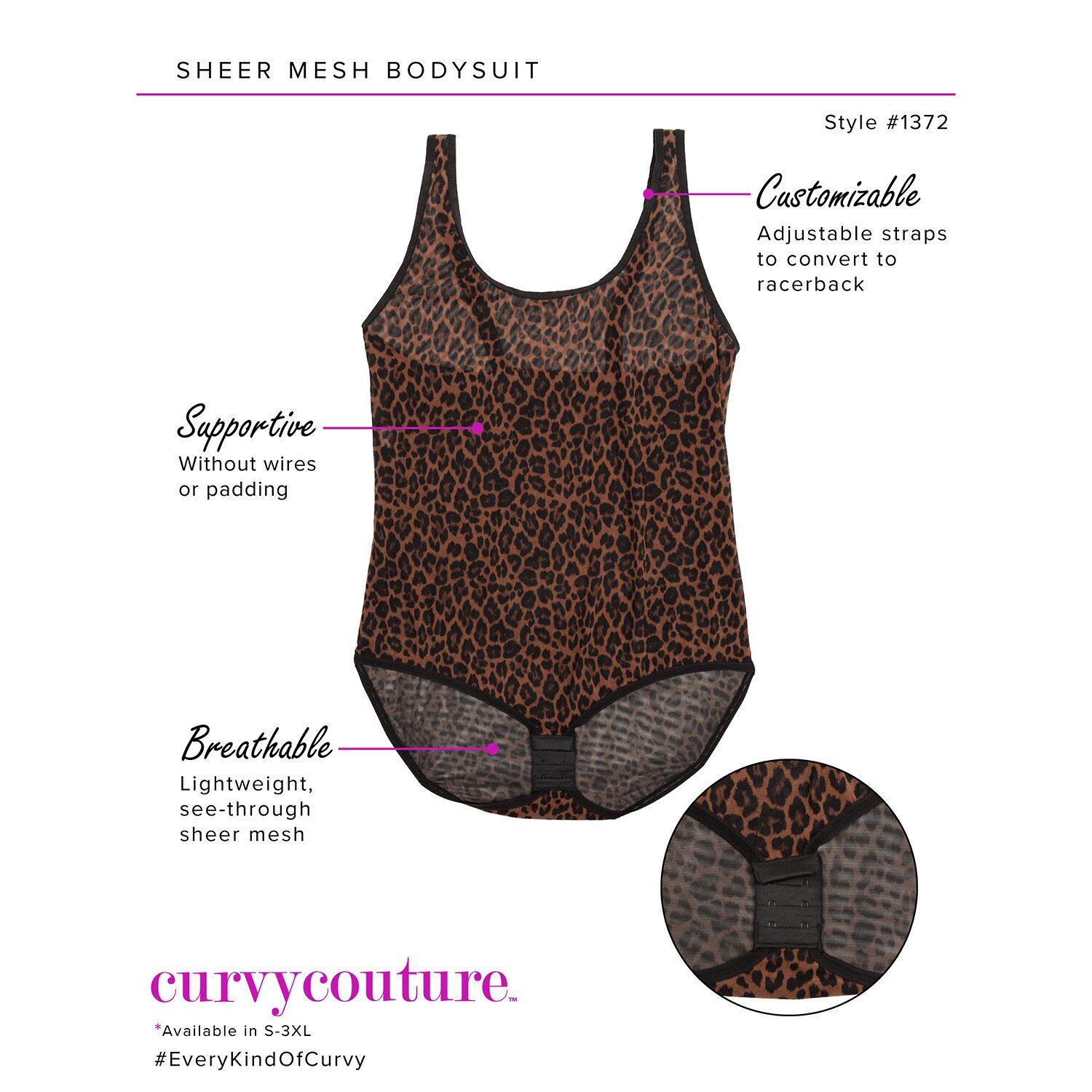 Curvy Couture Sheer Mesh Bodysuit- 1372