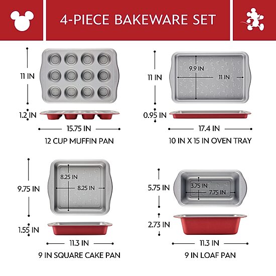 Farberware Disney Bake With Mickey Mouse 4-pc. Non-Stick Bakeware Set
