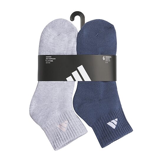 adidas Cushioned Womens Multi-Pack 6 Pair Quarter Ankle Socks