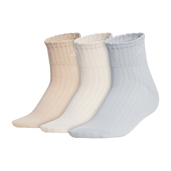 adidas Scallop Edge Womens Multi-Pack 3 Pair Quarter Ankle Socks