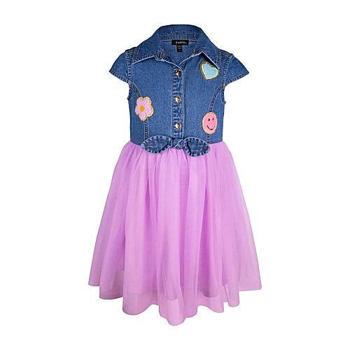 Lilt Little Girls Short Sleeve Shirt Dress, 6, Purple